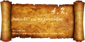 Ambrózy Krisztofer névjegykártya